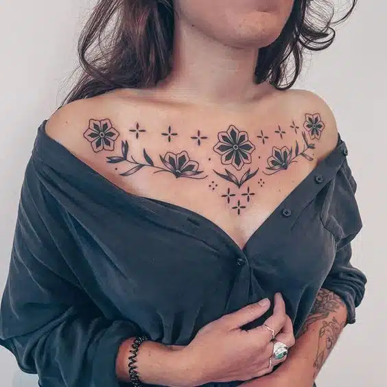 60 Stunning Chest Tattoos For Women To Try In 2024