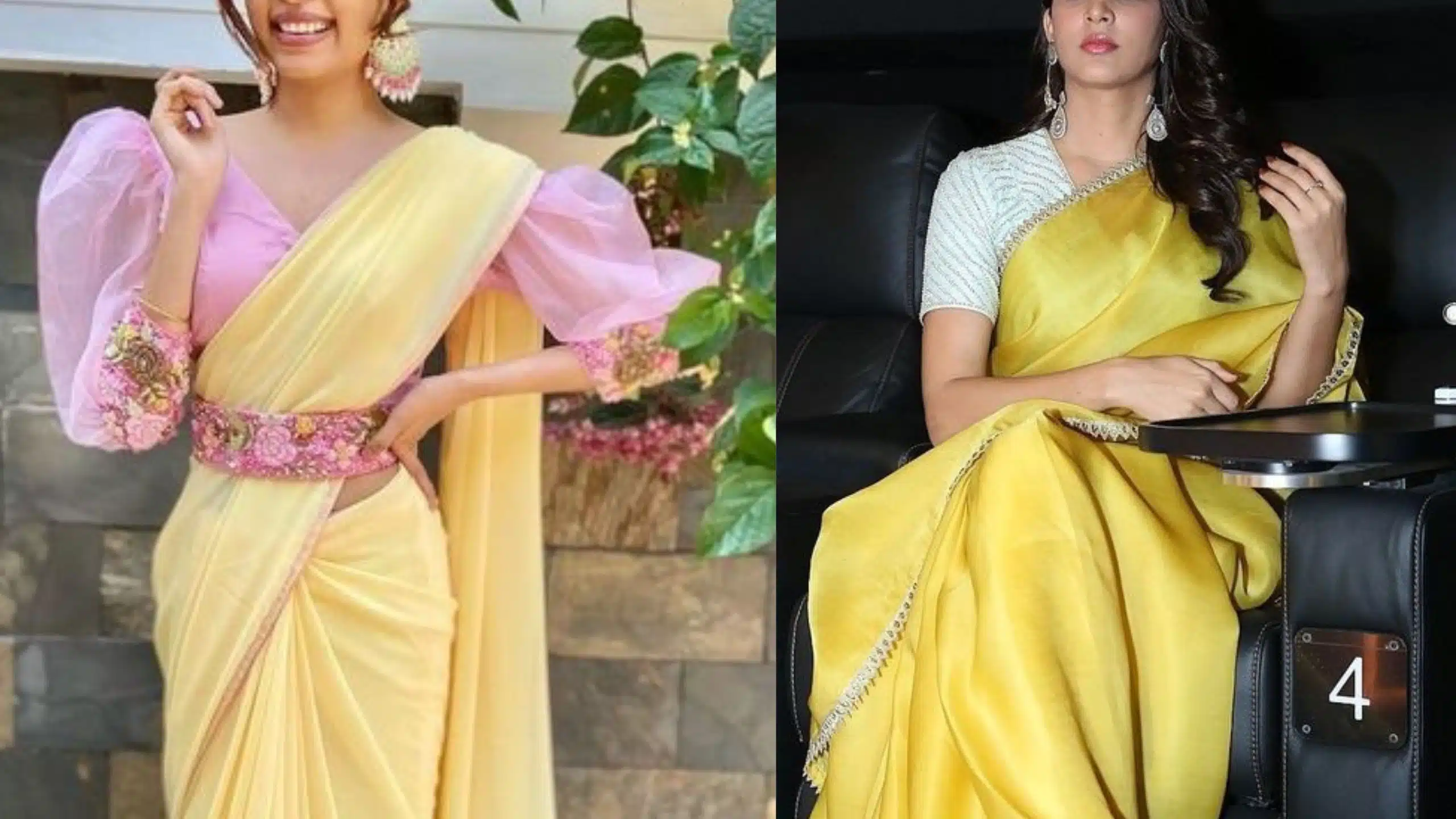yellow saree contrast combination