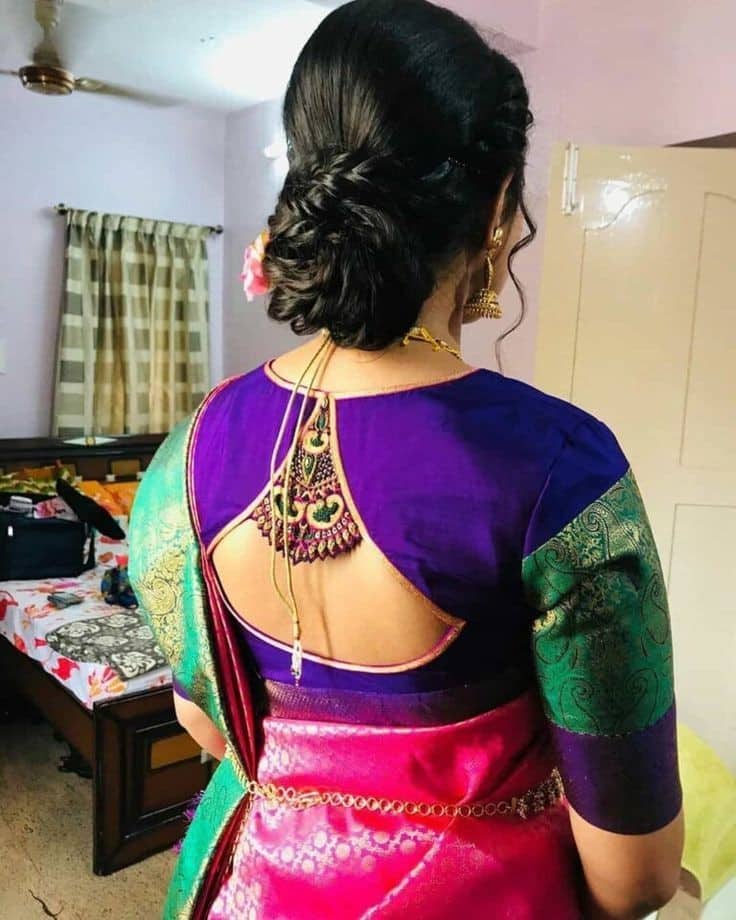 peacock work blouse design