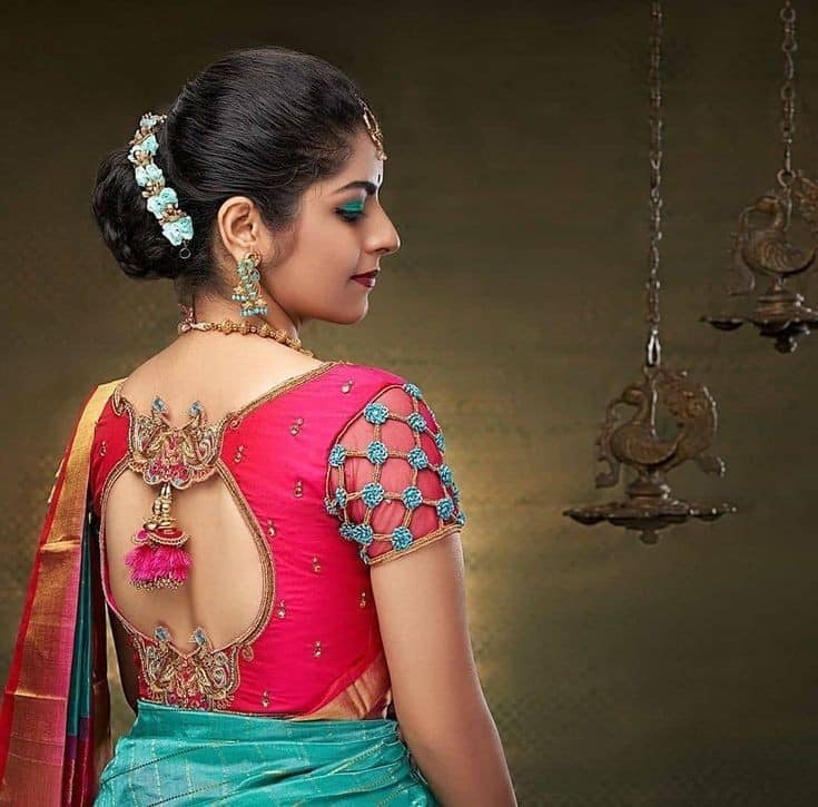 peacock work blouse design