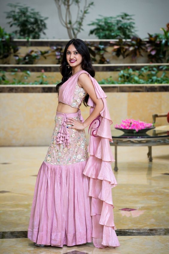 RE - Pink Colored Georgette Party Wear Lehenga Choli - Latest Lehengas - New  In - Indian