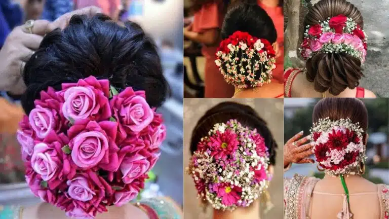 30+ Trendy Floral Bun Hairstyles For Wedding 2024