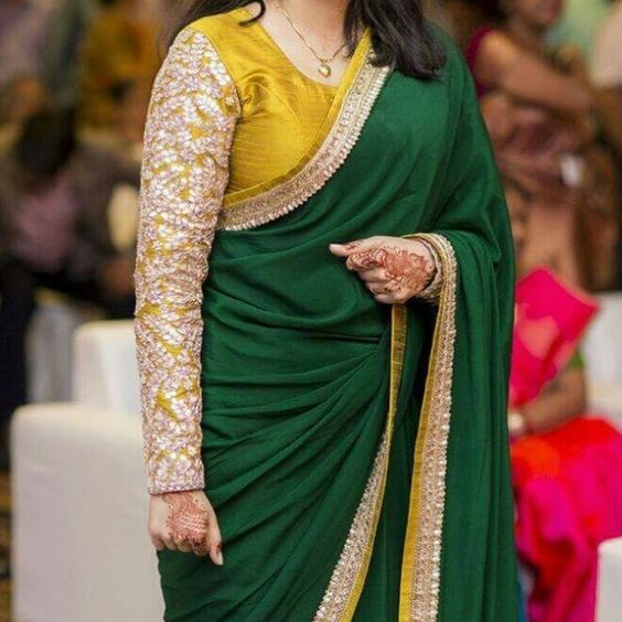 21+ Latest Long Sleeve Blouse Designs For Saree