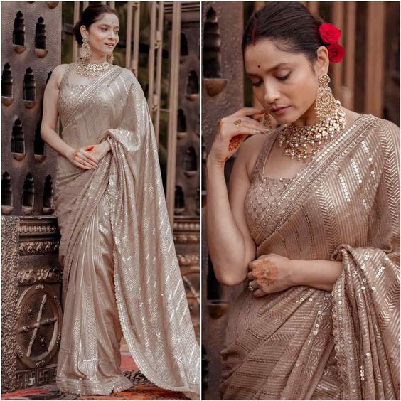 33+ Latest Trendy Sequin Work Saree