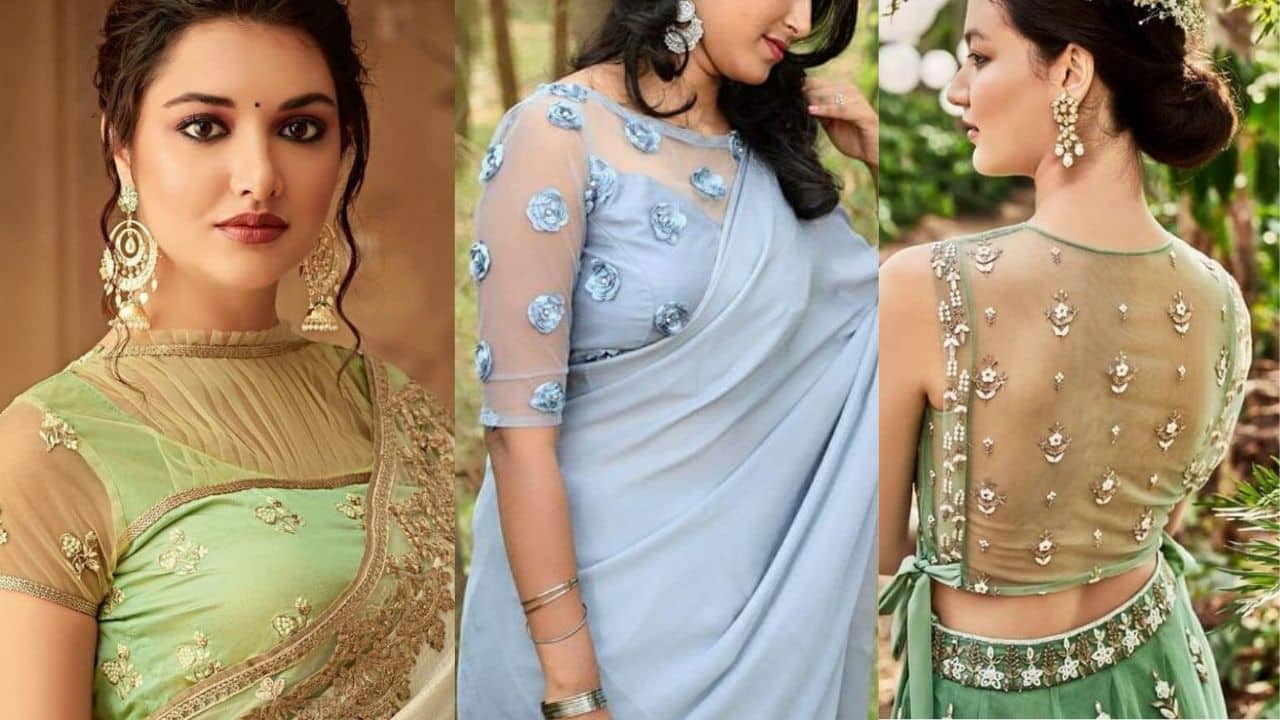 50+ Latest Net Blouse Designs For Sarees and Lehengas -