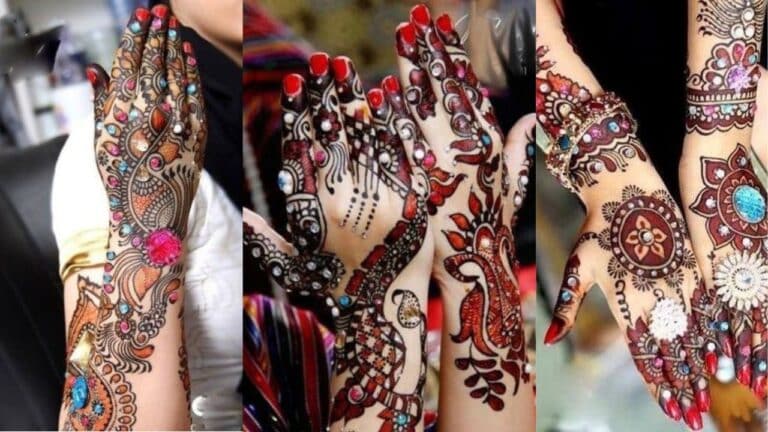 25+ Trendy Stone Studded Mehndi Designs