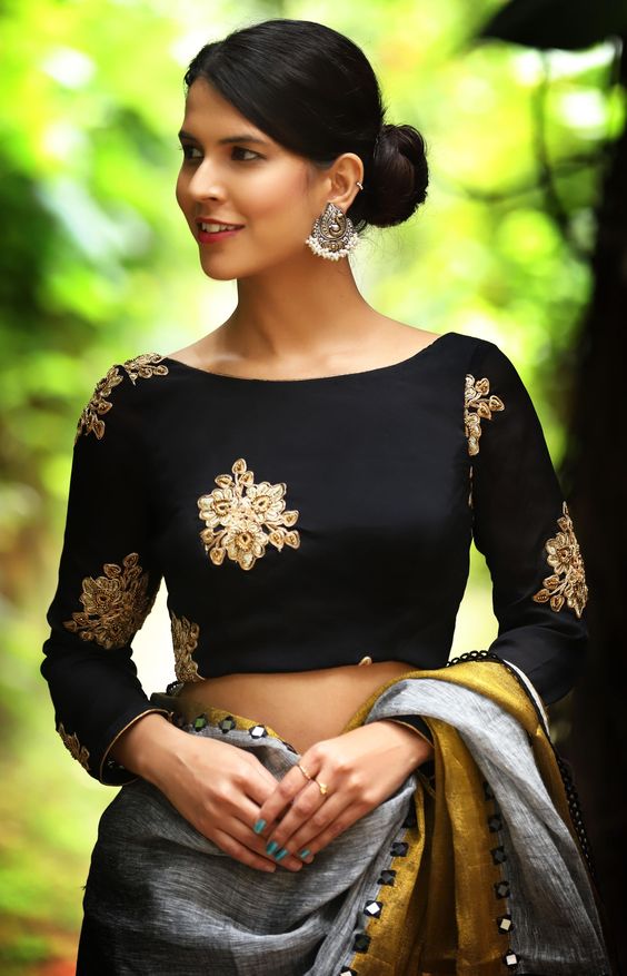 30+ Latest Black Blouse Designs For Saree