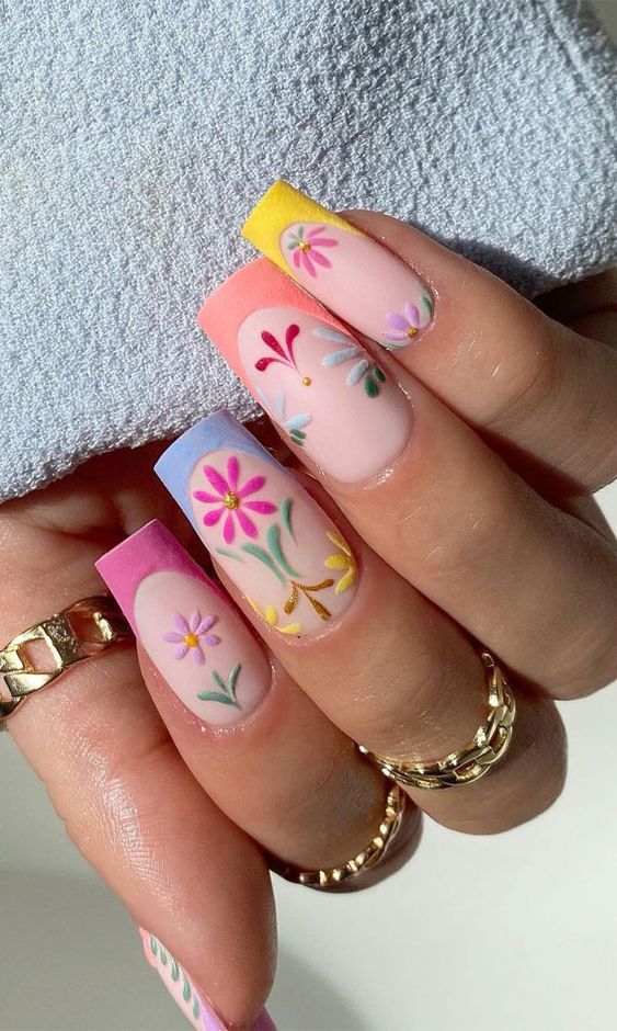 Spring Floral Nails