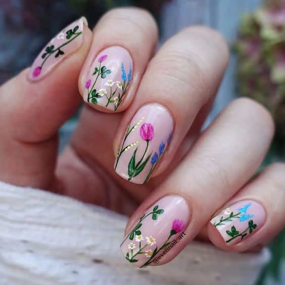 Spring Floral Nails