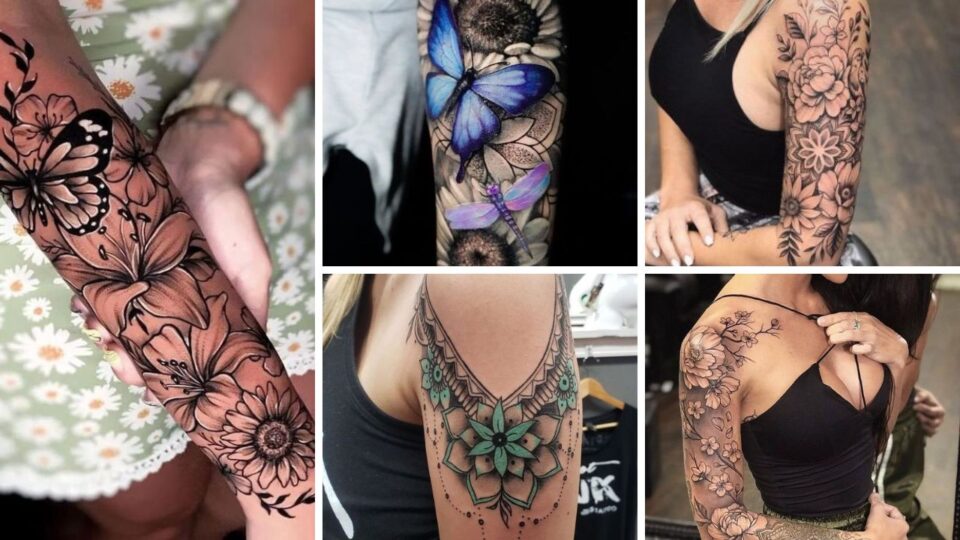 Girly half sleeve tattoo ideas for females