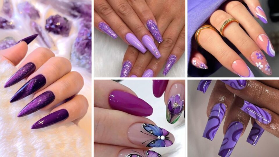 1. Purple and White Floral Nail Art - wide 1
