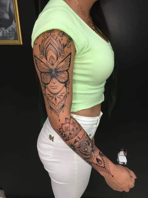 Wylde Sydes Tattoos Instagram post Black and gray roses with butterflies  sleeve tattoo By Jesus wwwwy  Forearm tattoo women Rose tattoos for  women Tattoos