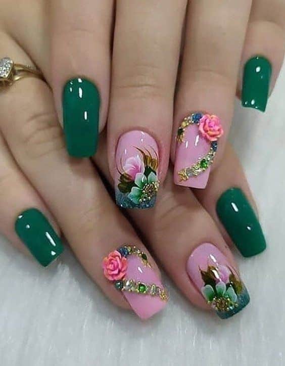 Spring Floral Nails