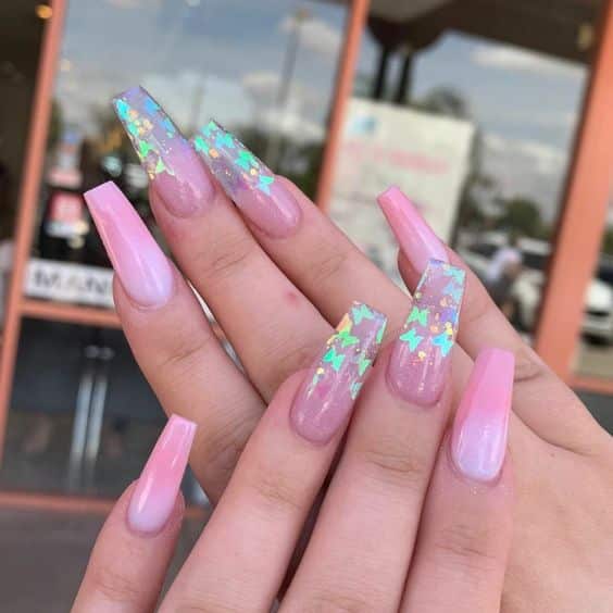 39+ Gorgeous Pink Nails With Butterflies 2023