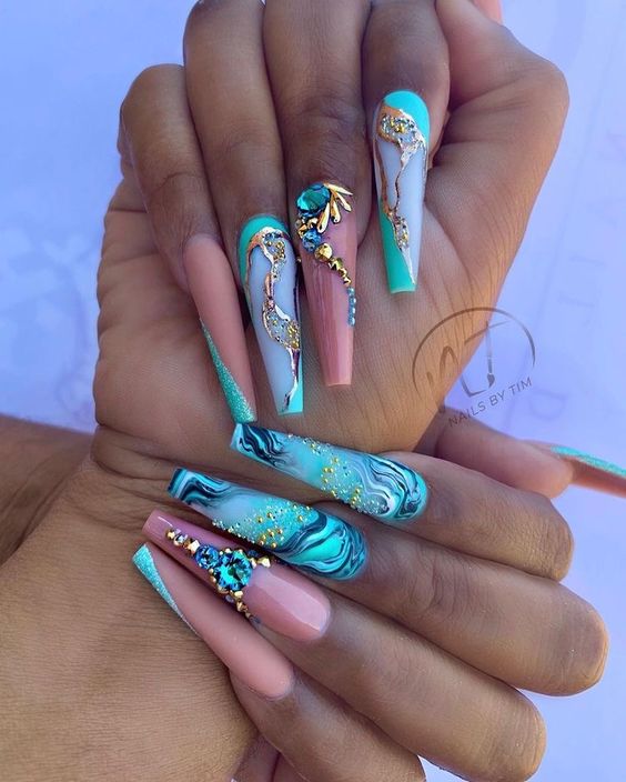 50+ Colorful Long Nail Designs 2023
