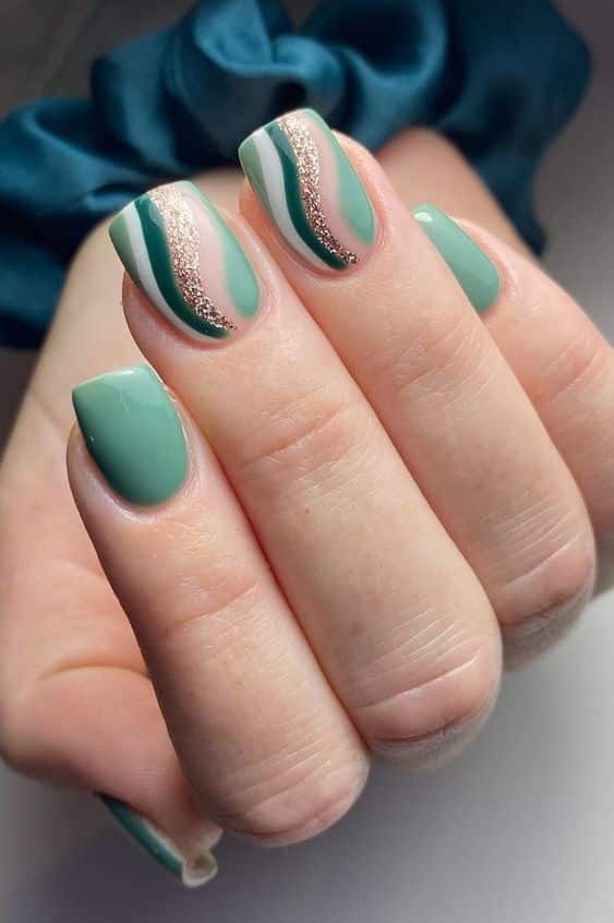 30 Stunning Ideas For Sage Green Acrylic Nails