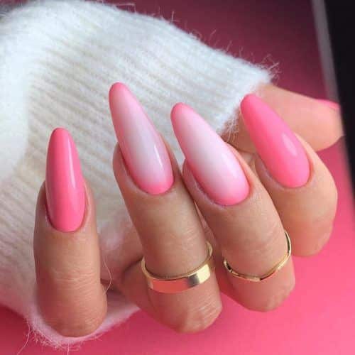 45+ Cure Pink And White Ombre Nail Designs 2023