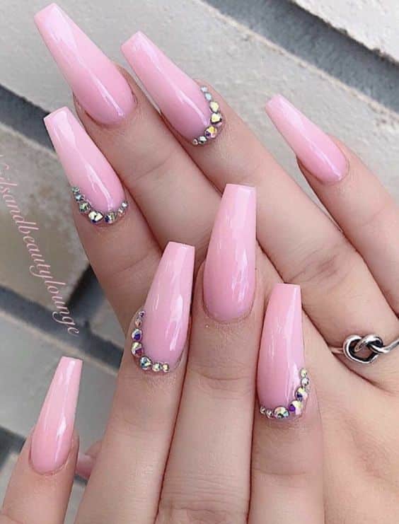 33+ Light Pink Nails With Rhinestones 2023