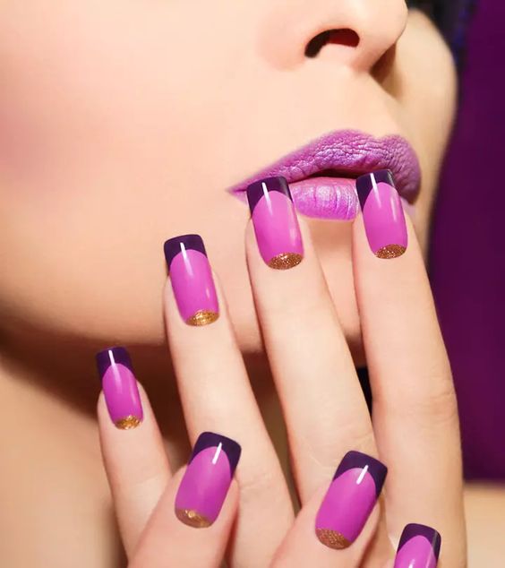Try These Pink Nails With Black Tips On Your Special Day