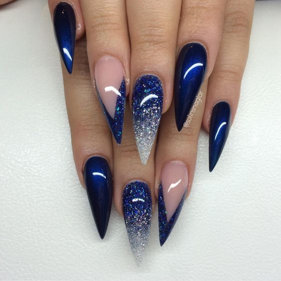 Top 25 Best Blue And Silver Nail Designs 2023