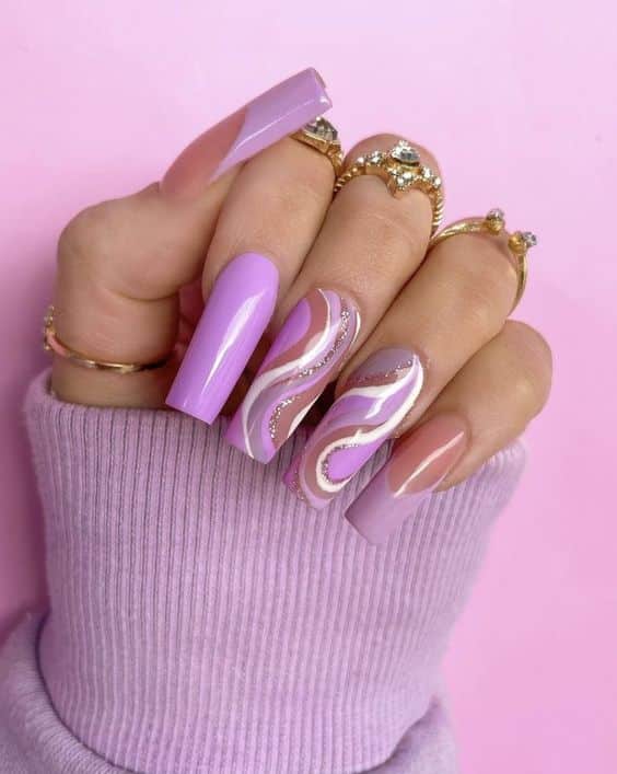 purple swirl nail designs