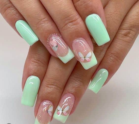 42+ Mint Green Nail Designs To Refresh Your Day