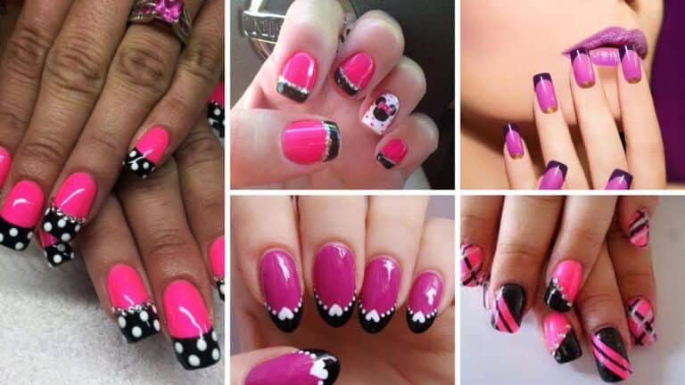 Try These Pink Nails With Black Tips On Your Special Day