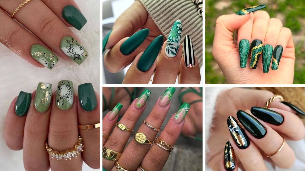 Discover 143+ emerald green gel nails latest