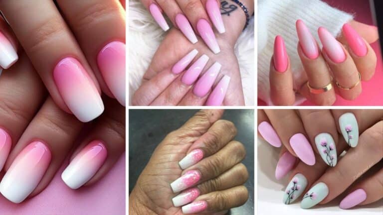 45+ Cure Pink And White Ombre Nail Designs 2023