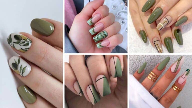 50+ Outstanding Olive Green Nail Designs 2023