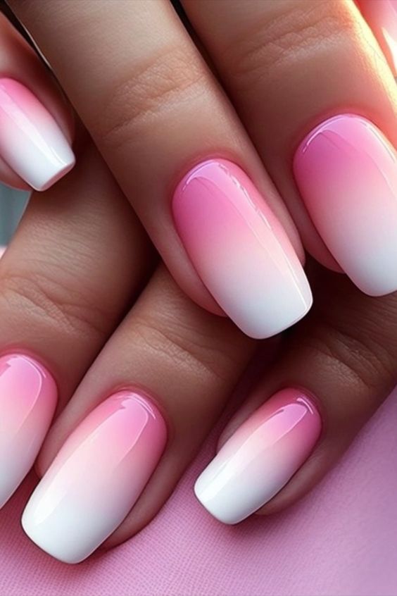45+ Cure Pink And White Ombre Nail Designs 2023