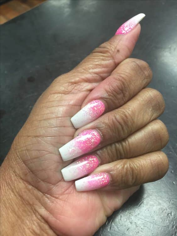 45+ Cure Pink And White Ombre Nail Designs 2023