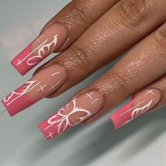 39+ Gorgeous Pink Nails With Butterflies 2023