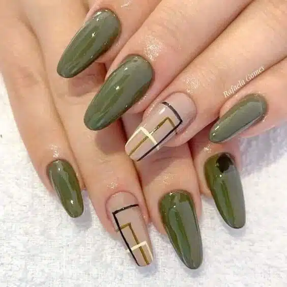 50+ Outstanding Olive Green Nail Designs 2023