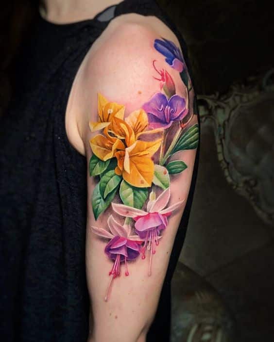 25 Attractive Colorful Flower Tattoos and Design Ideas  EntertainmentMesh