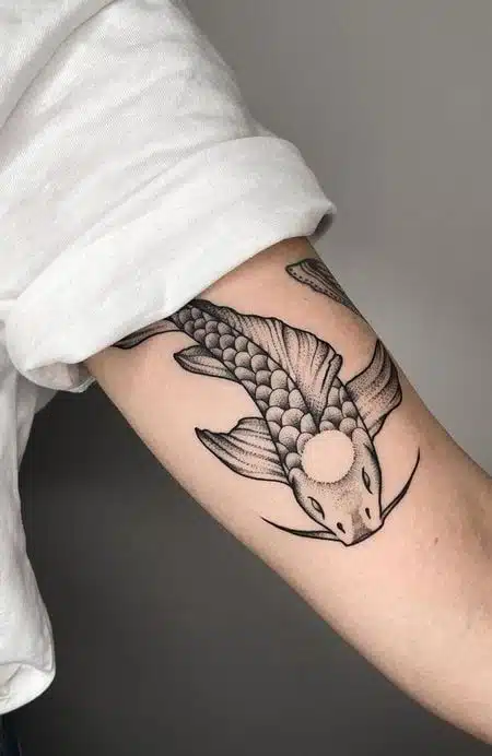 54+ Trendy Black And Grey Koi Fish Tattoo Designs 2024