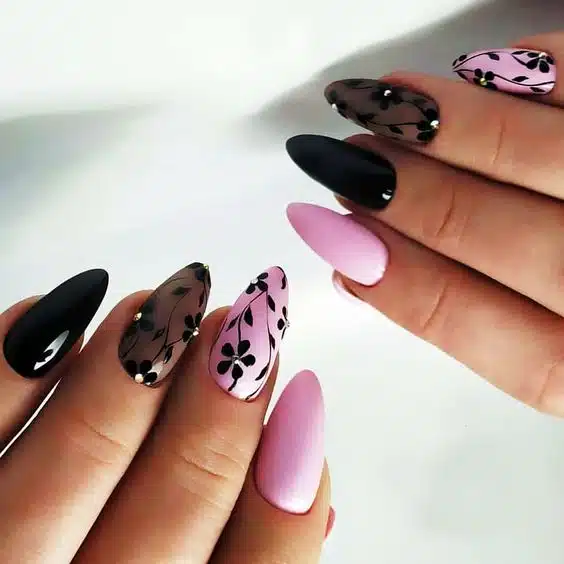 36+ Latest Black And Pink Nail Designs 2023