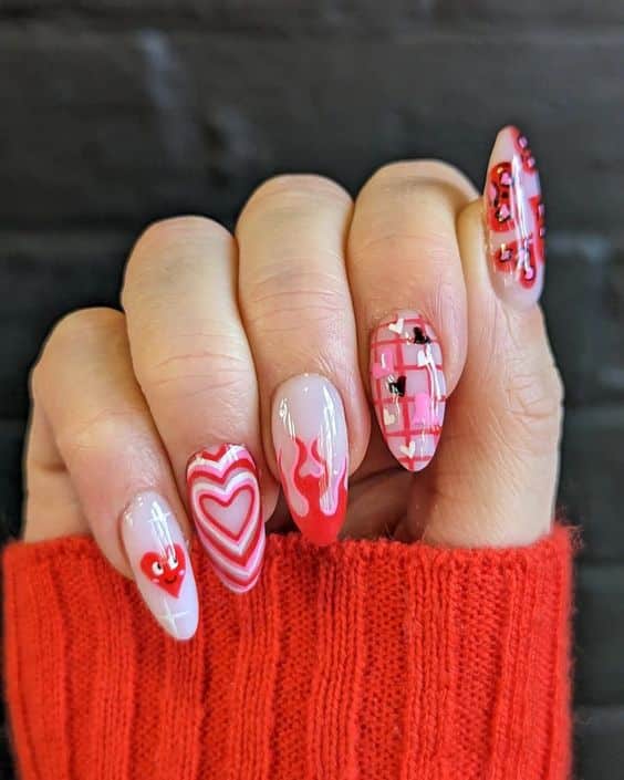 60+ Latest Red And Pink Nail Designs 2023