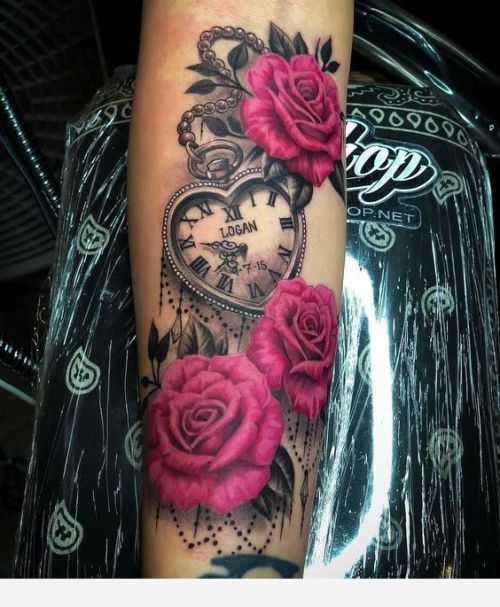 Broken Clock and Roses Tattoo Design by spellfire42489 on DeviantArt