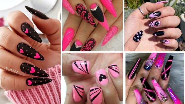 36+ Latest Black And Pink Nail Designs 2023