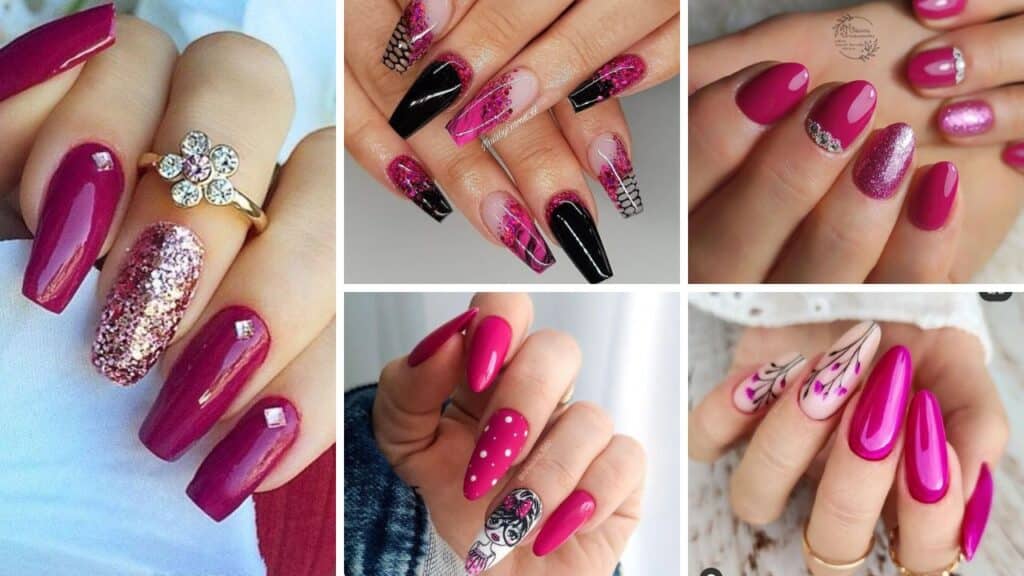 27-latest-dark-pink-nail-designs-2023