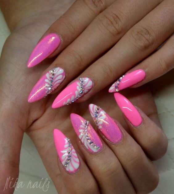 46+ Bridal White And Pink Nail Designs 2023