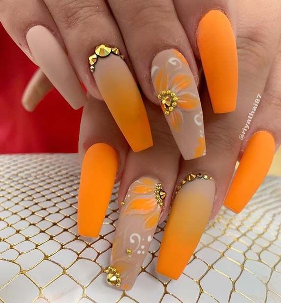 46+ Latest Orange Nail Designs 2023