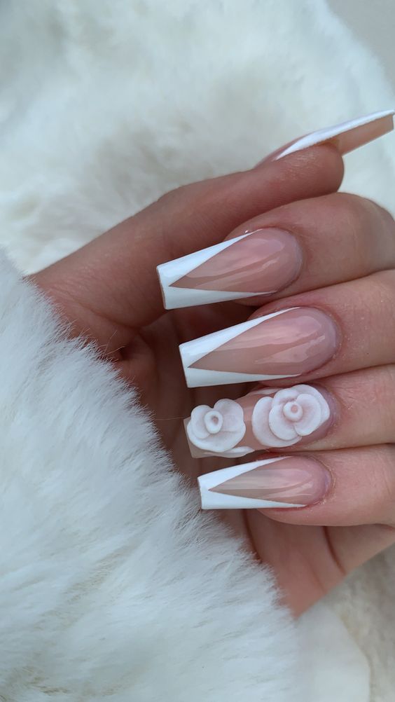 24+ Cute French White Tip Nail Designs 2023