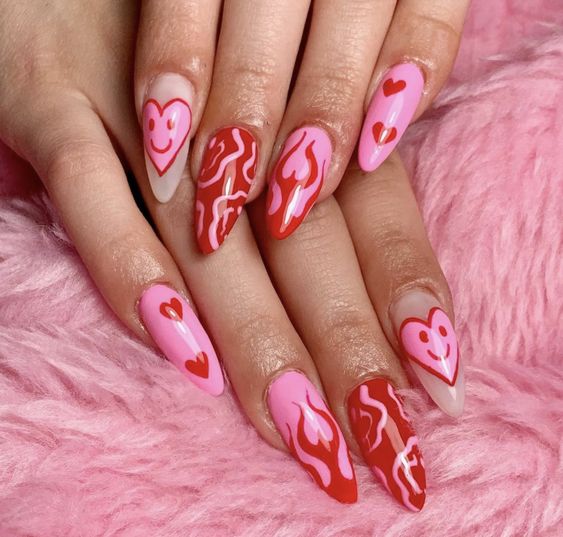 60+ Latest Red And Pink Nail Designs 2023