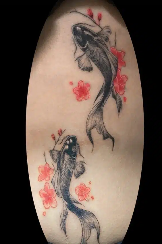 54+ Trendy Black And Grey Koi Fish Tattoo Designs 2024