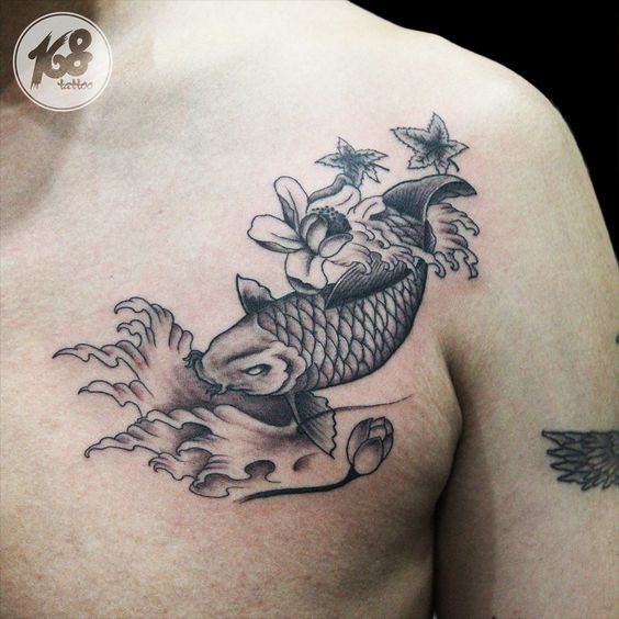 Tattoo uploaded by quangtchung  Japanese Koi Fish black  grey realism   Tattoodo