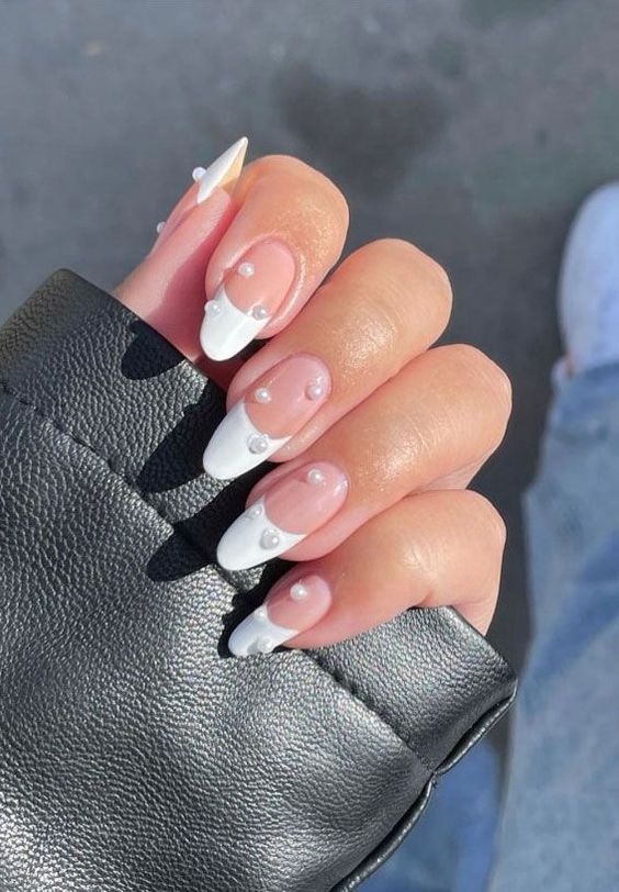 24+ Cute French White Tip Nail Designs 2023