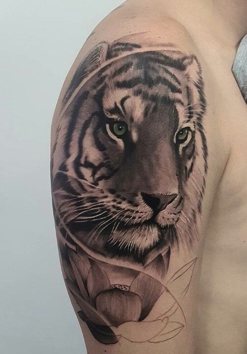 Shoulder Japanese Tiger Tattoo by Artistic Tattoo