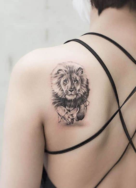 AI Image Generator Lion tattoo in back side of body